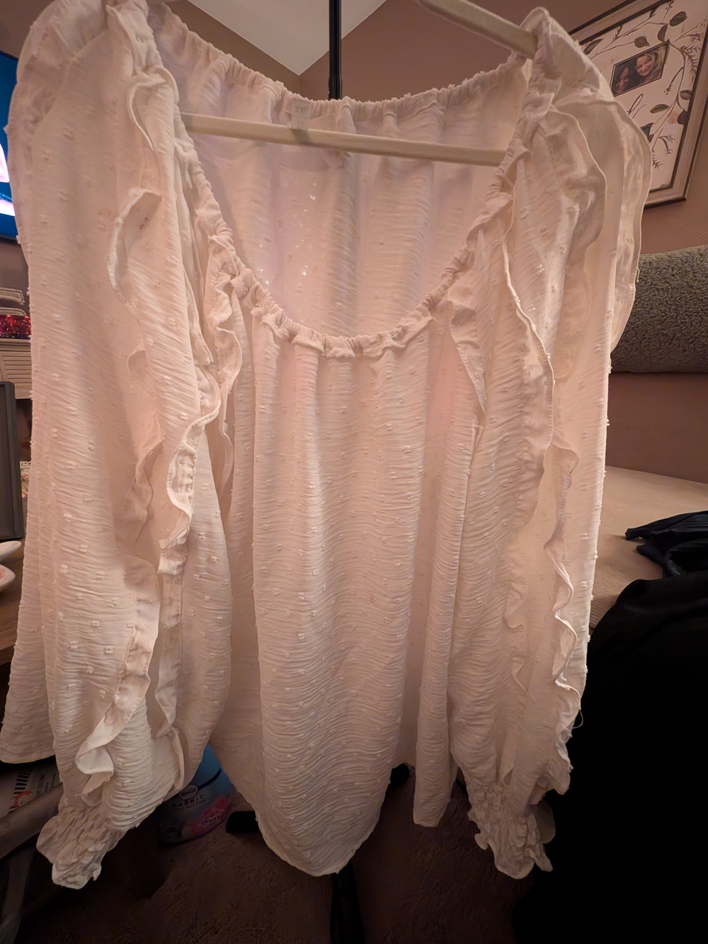 Forgotten Grace Ruffle Blouse White XXL Like New